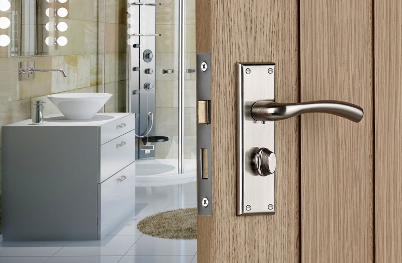 Minerva Lever Bathroom WC Door Handle Satin Nickel