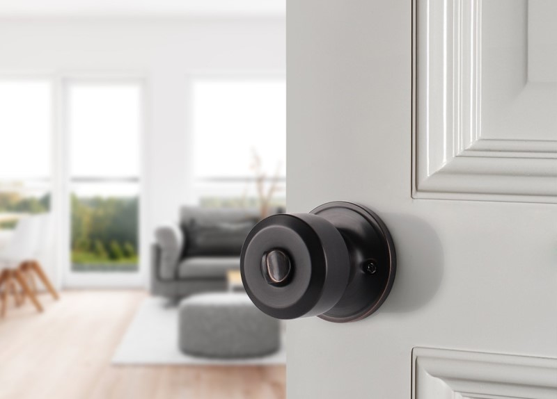 Privacy door knob on a white door