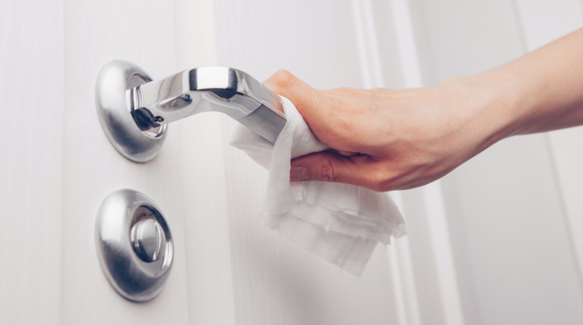 regular wiping of dust on handles