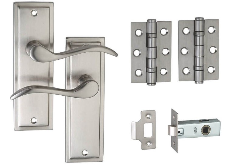 Berkeley Lever Latch Door Handle KIT Satin Nickel