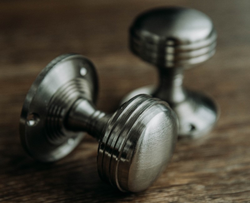 Ringed Mortice Sprung Door Knob Satin Nickel