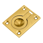 Gold Flush Ring Pull Cabinet Handle 42mm - Brass
